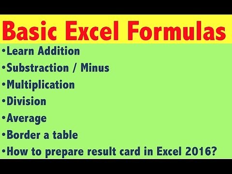 Basic Excel formulas : Addition, Subtract, Division, Multiply