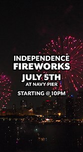 8.3K views · 103 reactions |  The celebration continues at Navy Pier! While today is the 4th, our Independence Fireworks Show will take place TOMORROW NIGHT on Saturday, July 5 at 10PM! ✨Join us along the lakefront for a stunning fireworks display that lights up the Chicago skyline. Sponsored by NASCARChicago, Chicago Sports Commission, and Choose Chicago. Learn more: https://bit.ly/4ldBhWo. | Navy Pier | Facebook