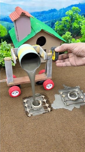 Oddly Satisfying Cement Pouring 😱 Pillar Baige Mini Mixer Machine | DIY Construction Setup