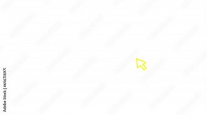 Animated yellow symbol of mouse cursor. Arrow moves out and clicks. Icon in sketch style. Hand drawn vector illustration isolated on white background. Stock Video
