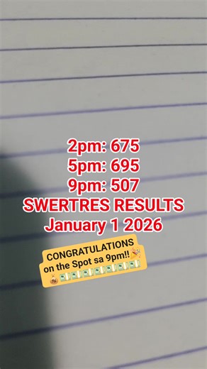 6.2K views · 84 reactions | Swertres Results January 1 2026 all draw. Congratulations on the spot sa 9pm draw!! binigay ko sa weekly guides! #reels #swertresresult #3DSWERTRES #3dlottoresult #viralreels #SwertresResultToday #fbreels #3Dresults #2pmdraw #5pmdraw #9pmdraw #lottoresult #pcsolottoresults #reelsviral #reelsfb #reels2026 #Lotto #reelsfbシ #facebookreels #reelsfypシ #reelsvideoシ #reelschallenge #fyp #everyone #followersreels | Nick MT | Facebook