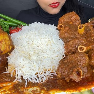 ASMR EATING WHOLE CHICKEN CURRY,MUTTON CURRY,WHITE RICE,EXTRA GRAVY Part 5 | Spice Asmr