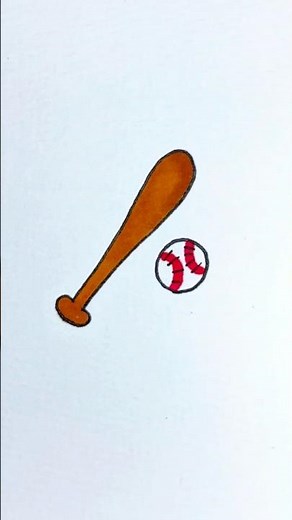 Easy drawing Baseball bat and ball #howtodraw #drawing #easydrawing #kidsart #baseball #ball #kids