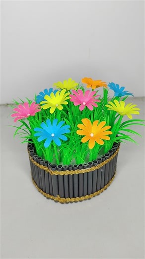 Diy Paper Flower Pot Craft #flowervase #paperflower #craft #showpiece #shorts