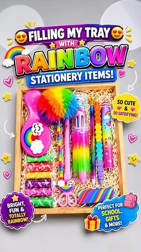 Rainbow Stationery” my tray filled with cute stationery 🥰| aesthetic Stationery | cute stationery