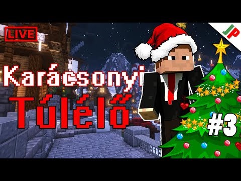 Karácsonyfa És Főtér ÉPÍTÉS | Minecraft Karácsonyi túlélő #3 | LIVE