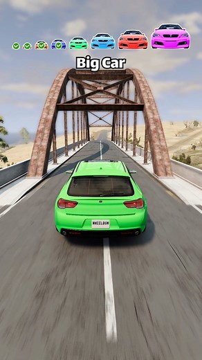 WheelBump on Instagram: "Big And Small Cars vs Narrow Bridge 😱 #beamng #beamngdrive #carcrash #crashtest"