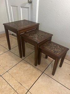 Glass Mosaic Nesting Tables - Jofran Baroque Brown - Etsy