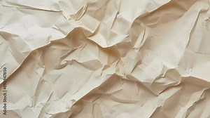 Stop-motion animated crumpled white paper texture background. Looping animation in 4K.