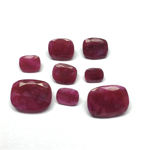 Ruby Cushion Faceted Cut Pointed Back Loose Gemstone 4x6 to 13x18 MM - Etsy
