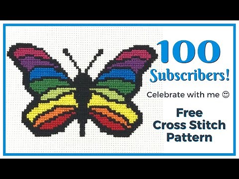Cross Stitch Time Lapse Rainbow Butterfly - Free Cross Stitch Pattern