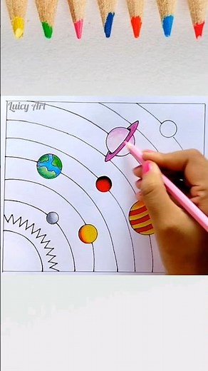 Solar System Drawing|| How to Draw Solar System Easy