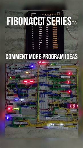 Fibonacci Series on 8-bit computer.‪@BenEater‬ .#breadboard