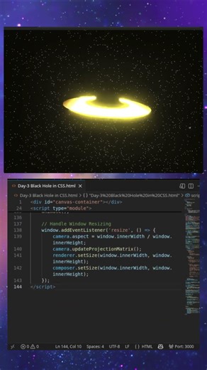 Black Hole using JS and CS | #shorts #html #css #javascript