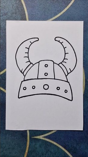 Viking helmet draw, how to draw Viking helmet, warrior helmet, horned Viking helmet