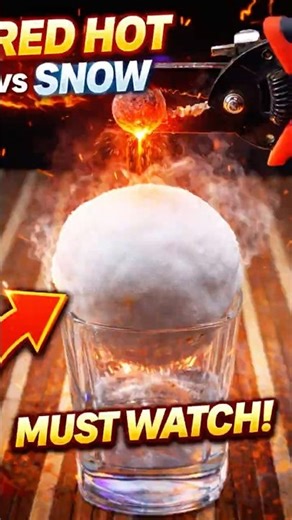 Red Hot vs Snow Which Melts Faster #satisfying #experiment #trending