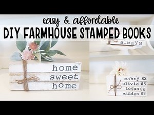 DIY FARMHOUSE STAMPED BOOK SETS / How to Make Stamped Books / Mother's Day Gift