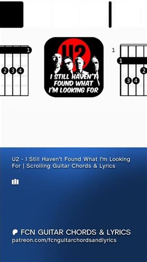 U2 - I Still Haven't Found What I'm Looking For | Scrolling Guitar Chords & Lyrics #guitar #rock