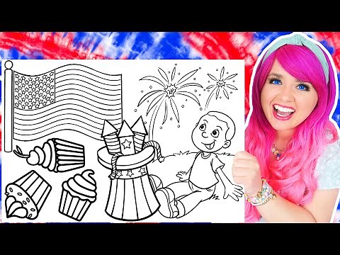 Coloring 4th of July Coloring Pages | Firecrackers, American Flag, Cupcakes & Fireworks Show