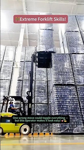🚧Extreme Forklift Skills! Stacking Aluminum Pallets Sky-High.