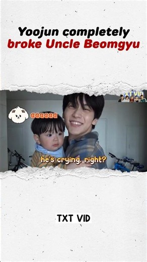[TXT] Beomgyu completely losing his mind after carrying baby Yoojun for more than 1 hour 😭