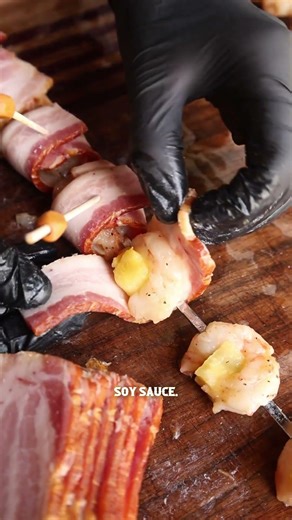 Delicious bacon-wrapped shrimp skewers perfect for your next BBQ #shorts 🔥🥓🍤
