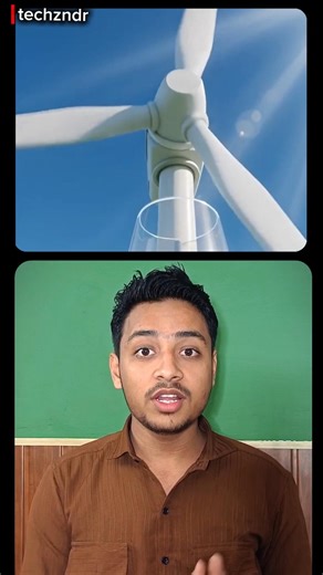 ⚡ Wind Turbine से बिजली कैसे बनती है? | Wind Energy Working in Hindi ⚡ #techzndr #shortsvideo #viral