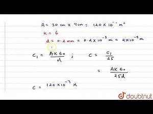 A parallel-plate capacitor of consists of 26 metal strips, each of 30 `cmxx4cm`, separated by