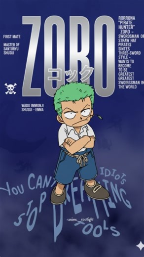 Animespotlight | One Piece Clips on Instagram: "Roronoa Zoro, also known as "Pirate Hunter Zoro," is a fictional character in the popular manga and anime series One Piece created by Elichiro Oda'. He is the first member to join the Straw Hat Pirates and is considered one of the strongest members of the crew. Zoro is a skilled swordsman and a former bounty hunter, known for his exceptional fighting skills and his dream of becoming the greatest swordsman in the world. Zoro's character has been fea