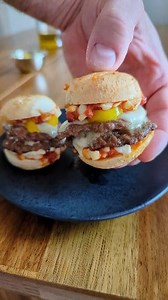 Bagel bite sliders! #bagelbites #sliders #smashburger #superbowlsnacks | The Food in My Beard