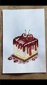 realistic cake drawing with watercolour. reference - pinterest #drawing #youtubeshorts