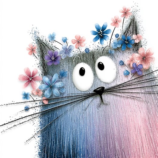 20 Cute Cat Clipart, Watercolor Colorful Kitty, Whimsical Floral Cat, Digital Download - Etsy