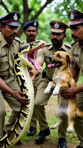 A Python Snake Swallow The Cute Puppy 😍 #anime #music #slowed #ai #love #youtubeshorts