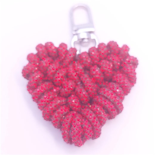 Red Rhinestone Heart Keychain, Sparkly Crystal Bag Charm, Valentine’s Day Gift for Her, Handmade Macrame Accessory - Etsy