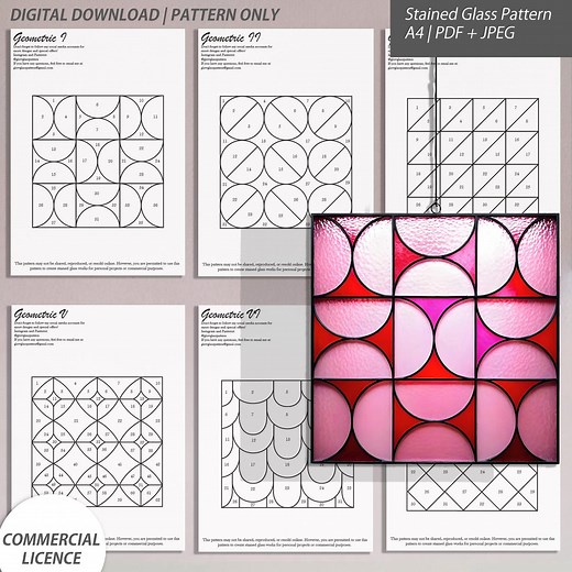 Geometric Stained Glass Patterns – 6 Unique Designs – Digital Download - Etsy