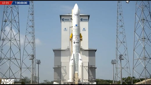 NASASpaceflight on Instagram: "Arianespace has launched their Ariane 6 in the 64 configuration, on the Amazon Leo LE-01 mission from launch pad ELA-4 at the CSG Centre Spatial Guyanais in French Guiana. On board today's mission, were 32 @amazonleo_ high-speed internet satellites launched into Low Earth Orbit. This mission had many firsts, the first Amazon Leo mission for Arianespace, the first launch of 2026 for Ariane 6, and the first launch of the variant with four P120C solid rocket boosters.
