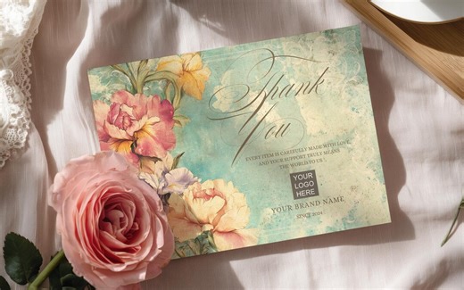 Classic Victorian Floral Thank You Card Editable Canva Template, Botanical Vintage Appreciation Card, Printable Elegant Design - Etsy