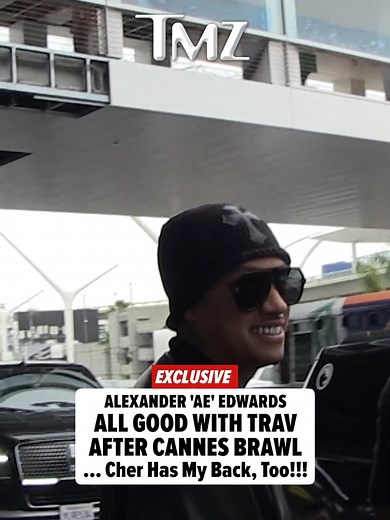 #AlexanderEdwards is brushing off his fight with #TravisScott at the #CannesFilmFestival and reassuring everyone that it's all good between them 👀