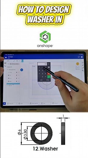 How to Design Washer in #Onshape ? #cad #tablet #design #3dmodeling #3d #3ddesign #Washer