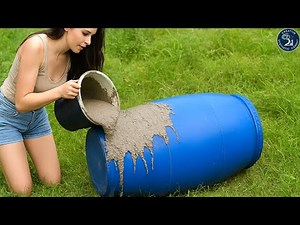 Amazing creations from plastic barrels and cement/How to make a coffee table and chairs from barrels
