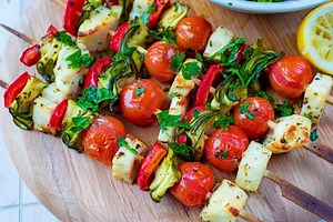 Vegetable and Halloumi Kebabs