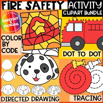 Fire Safety Activity Clipart Bundle | 4 Hands On Firefighter Clipart Sets