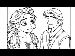 Rapunzel and Flynn Rider Drawing Easy, Princess Rapunzel Drawing and Coloring Pages for Kids