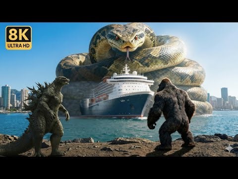 King Kong & Godzilla vs Giant Python Snakes | Titan Clash Across Sea and City | King Kong Movie
