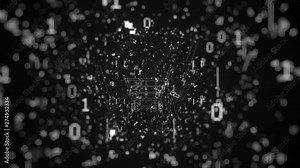 Digital concept: Futuristic symbol of shopping cart symbol on black digital background. Shopping online network web icon. Shopping cart line icon digital graphic animation.