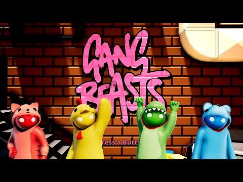 GANG BEASTS gameplay 6 players fighting and brutal knockouts