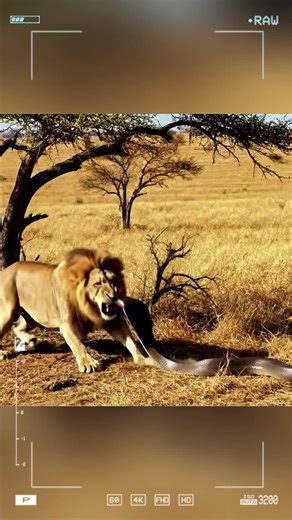 Lion bitten by a black mamba and what happen next… #wildanimals #animals #fyp