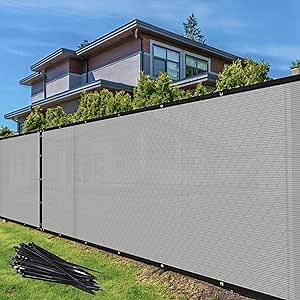 TANG 4' x 50' Privacy Fence Screen Grey Shade Cloth with Grommets, Chain Link Fence Panels Outdoor Mesh Fabric Fencing, Balcony Windscreen Cover,Temporary Garden Fencing for Yard Deck Pool