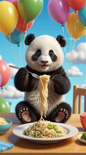 Cute AI Animal Eating Noodles 😋🍜