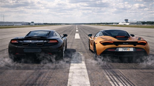 800HP MP4-12C vs stock McLaren 720S drag race